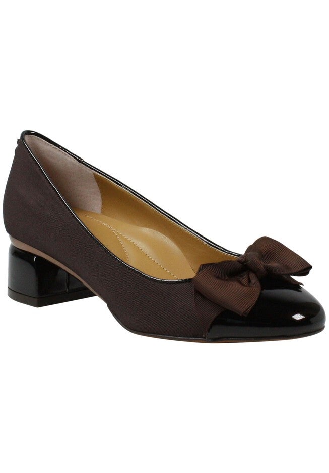 J Renee Gelar Pump , CHOCOLATE GROSGRAIN PATENT, hi-res image number 0