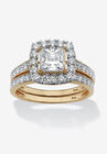 18K Gold & Sterling Silver Cubic Zirconia Set, GOLD, hi-res image number null