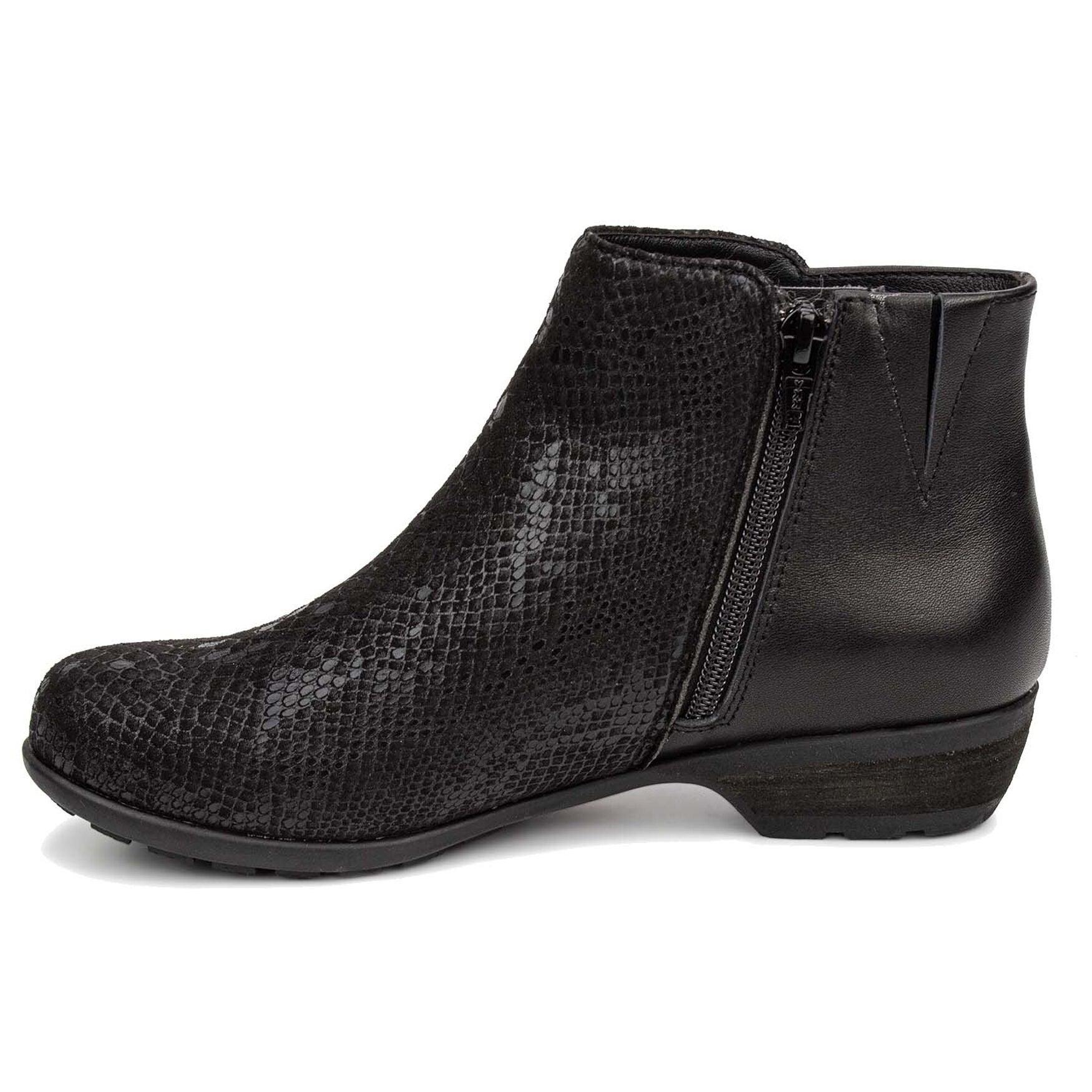 Ezra Zipper Bootie, BLACK SNAKE COMBO, alternate image number 3