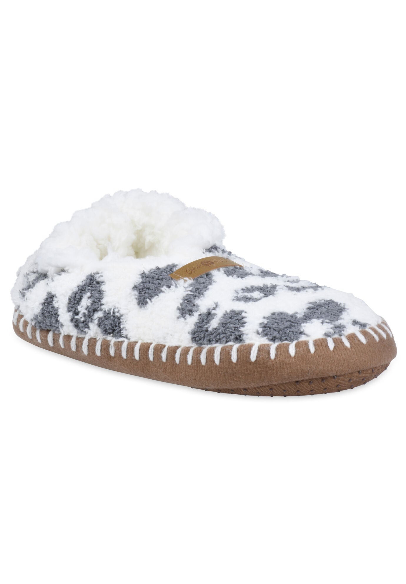 Womens Cozee Yarn Mocassin With Sidewall Mocassin Slipper By Gaahuu, NATURAL LEOPARD, hi-res image number 0