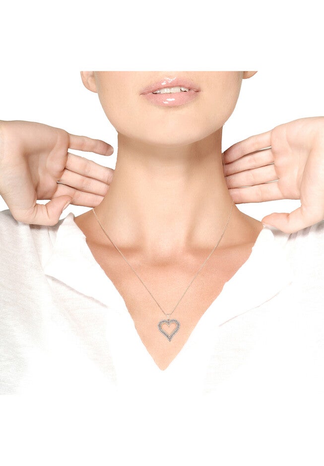 Rose Gold Plated Sterling Silver 1.00 Cttw Diamond Heart Pendant Necklace, , alternate image number null