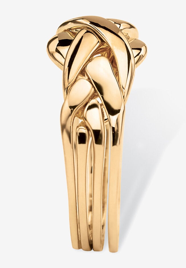 Yellow Gold-Plated Braided Puzzle Ring Jewelry, , on-hover image number null