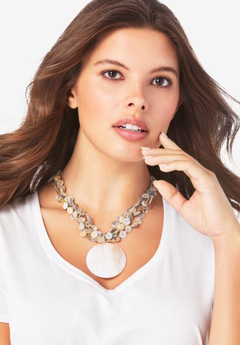 Shell Medallion Necklace, NATURAL, hi-res image number null