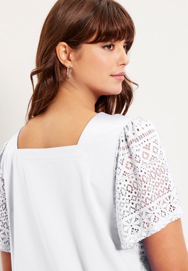 Short-Sleeve Lace Tunic, , alternate image number null