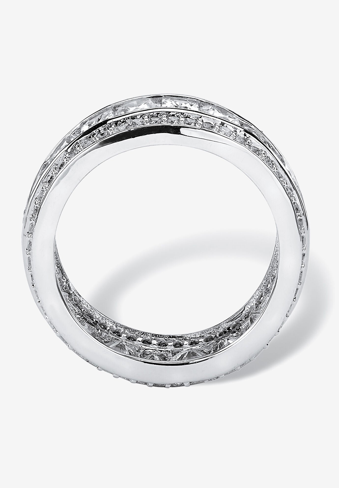 4.66 Cttw. Cubic Zirconia Platinum-Plated Sterling Silver Eternity Ring, , on-hover image number 1