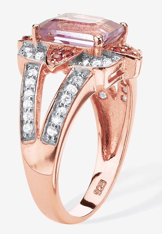 2.93 Tcw Genuine Amethyst 18K Rose Gold-Plated Sterling Silver Ring, , on-hover image number 1