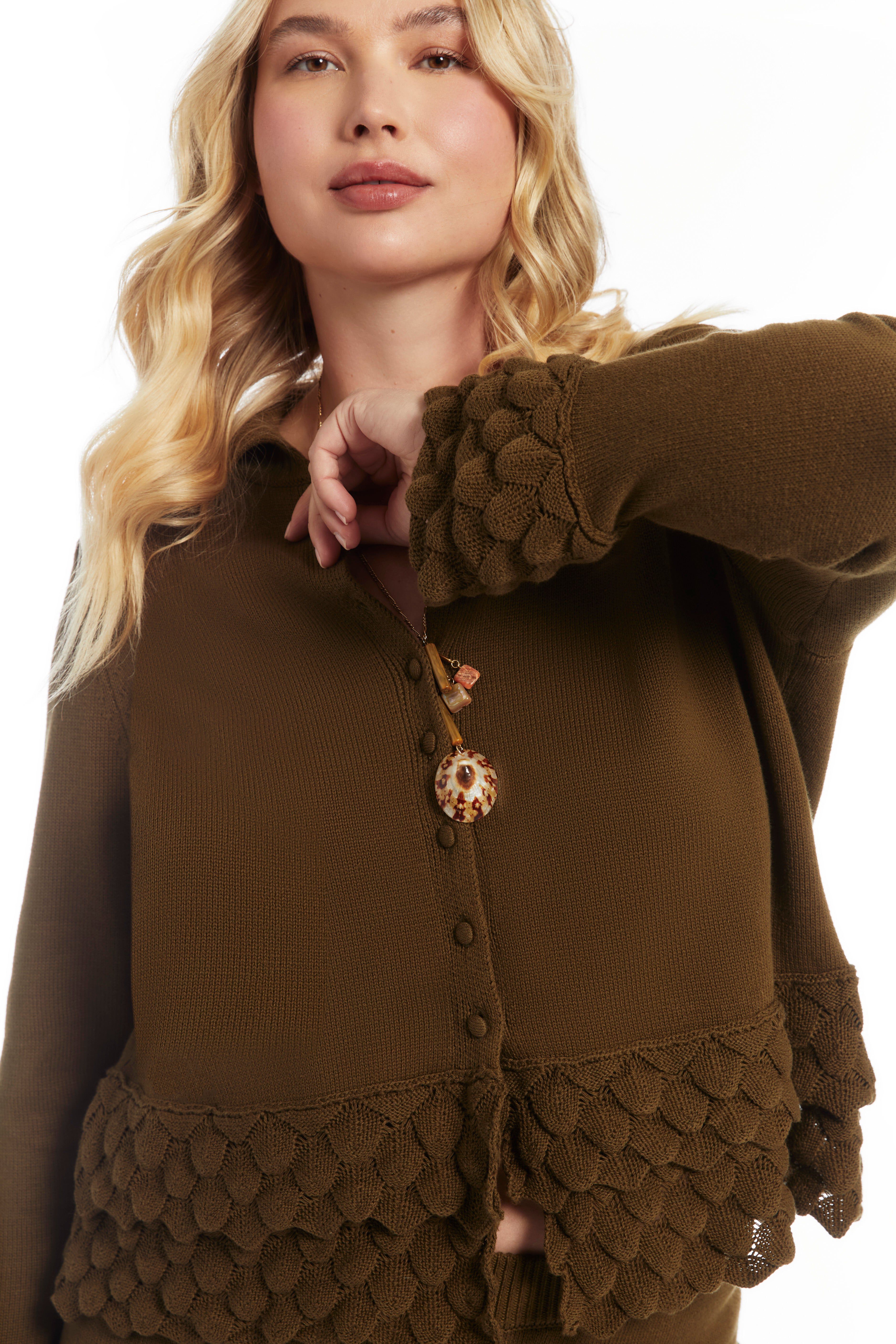 Ruffled Peplum Cardigan Sweater