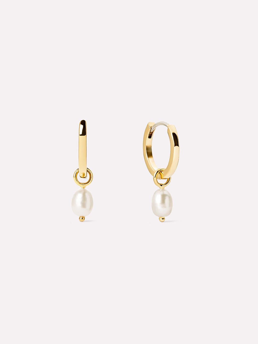 Pearl Huggie Hoops - Frida, GOLD, hi-res image number 0