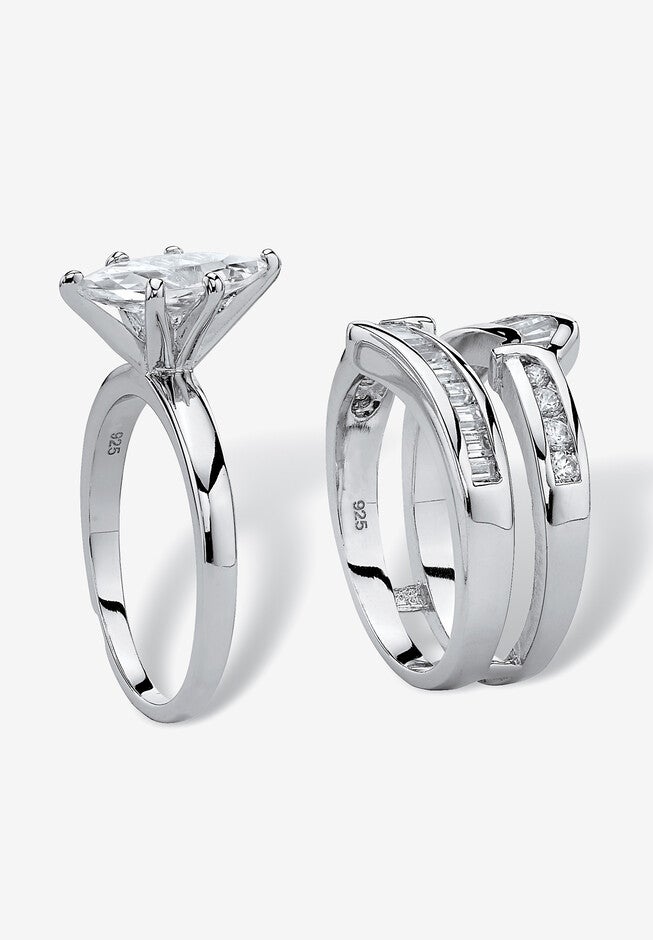 3.57 Cttw. Cubic Zirconia 2 Piece Bridal Ring Set In .925 Sterling Silver, , on-hover image number null
