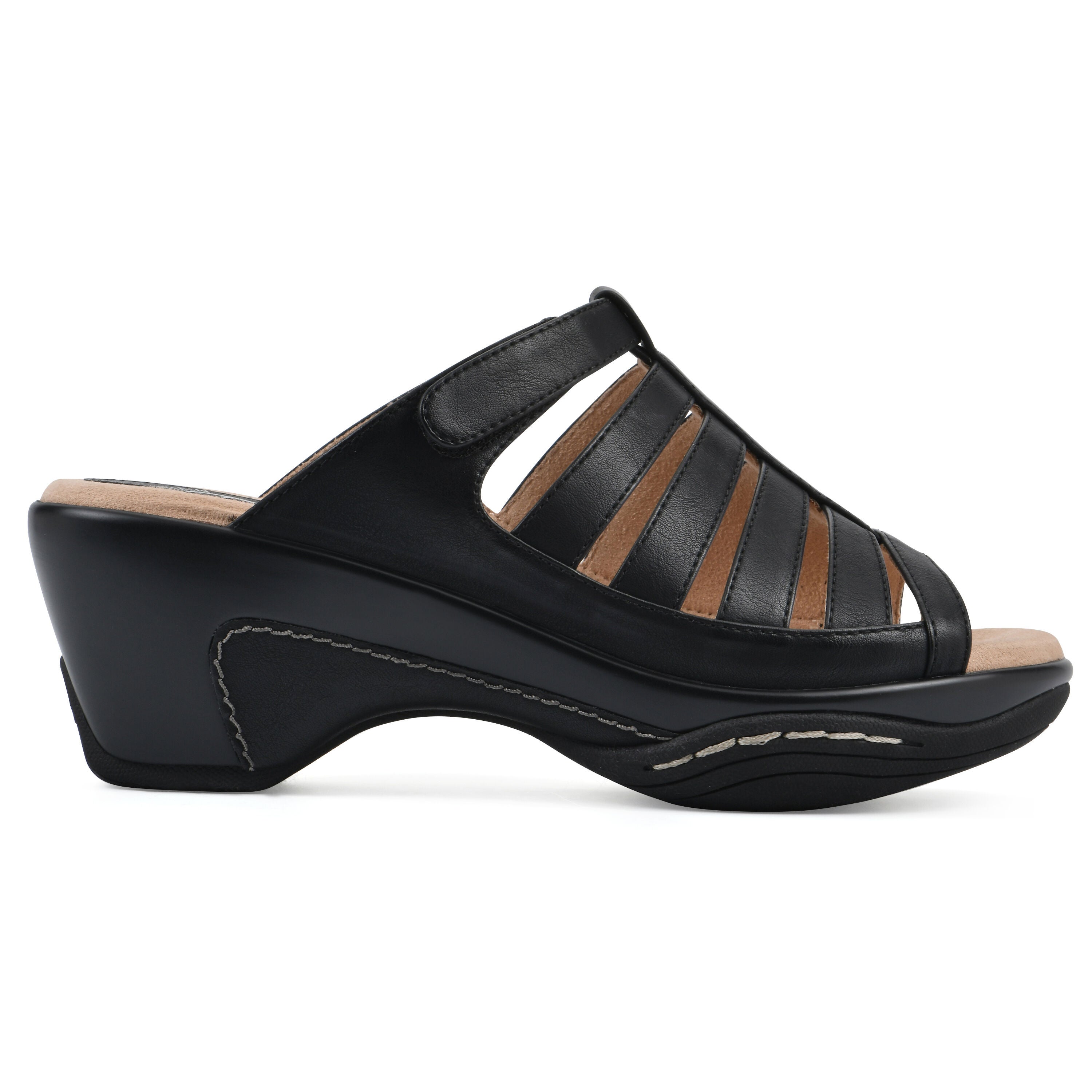 Valencia Slip-On Clog Sandal, BLACK SMOOTH, alternate image number 2
