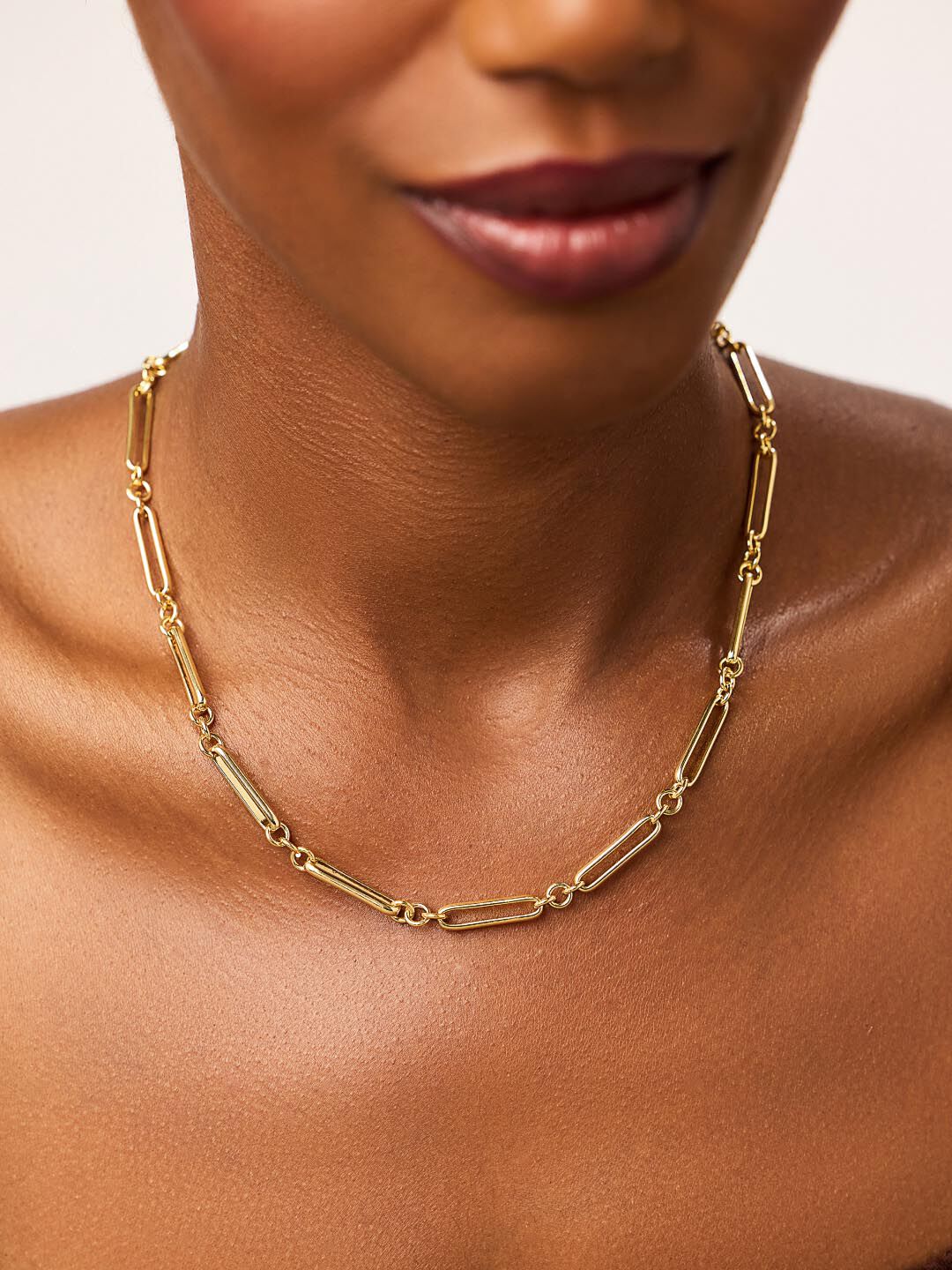 James Gold Paperclip Necklace, GOLD, alternate image number 3