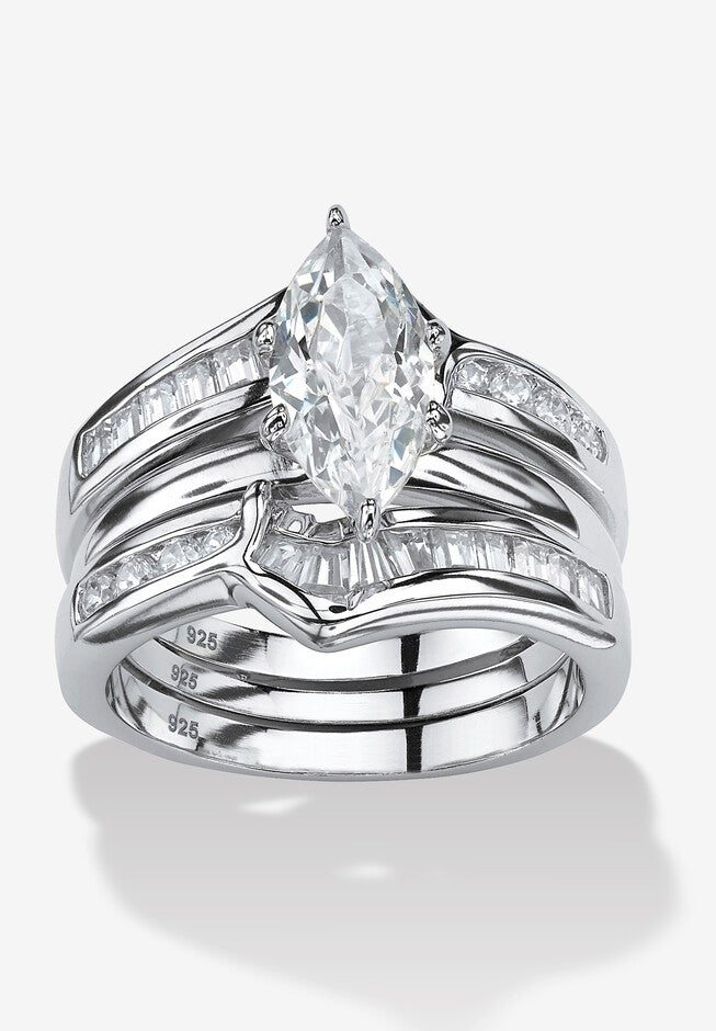 3.57 Cttw. Cubic Zirconia 2 Piece Bridal Ring Set In .925 Sterling Silver, WHITE, hi-res image number null