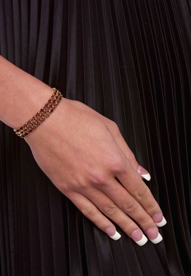 Gold & Sterling Silver Tennis Bracelet with Garnet, , alternate image number 2