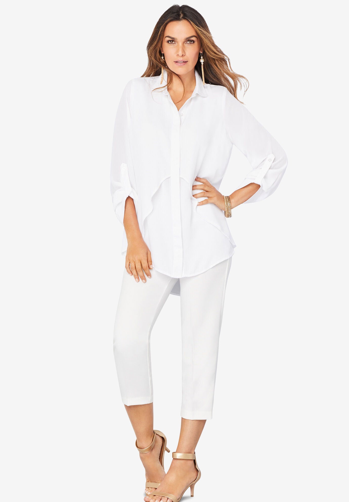 Roamans Womens Plus Size Georgette Pullover Ultra Tunic