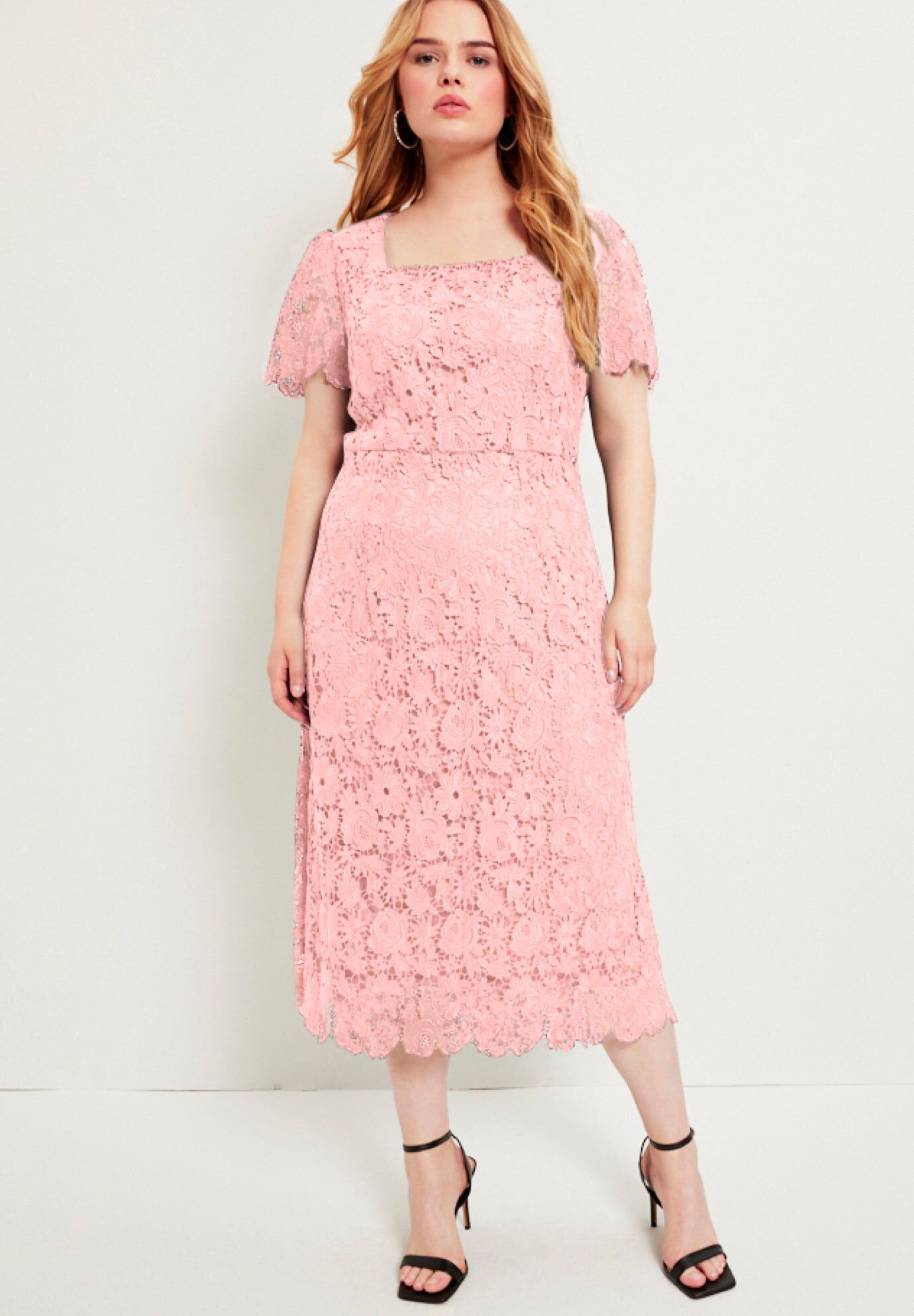 Square-Neck Lace Dress
