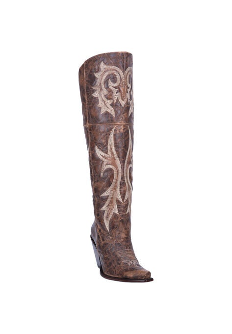 Jilted Over The Knee Western Boot, BROWN, hi-res image number null