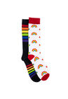 Unisex 2 Pair Pack Knee High Pride Socks, RAINBOW, hi-res image number null