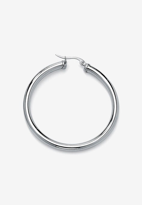 Stainless Steel Tubular Lightweight Hoop Earrings (62mm), , on-hover image number null