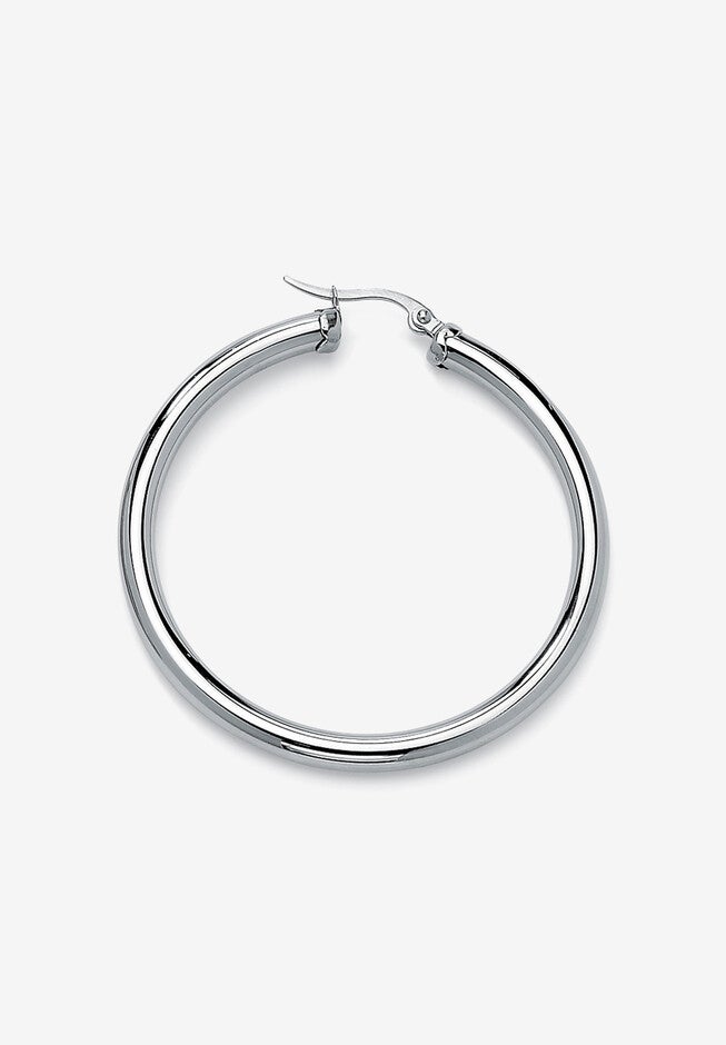 Stainless Steel Tubular Lightweight Hoop Earrings (62mm), , on-hover image number 1