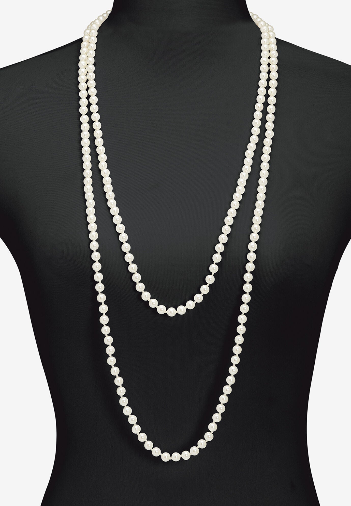 Simulated Pearl Silvertone Endless Necklace And Earrings Set, 70 Inches, , alternate image number 4