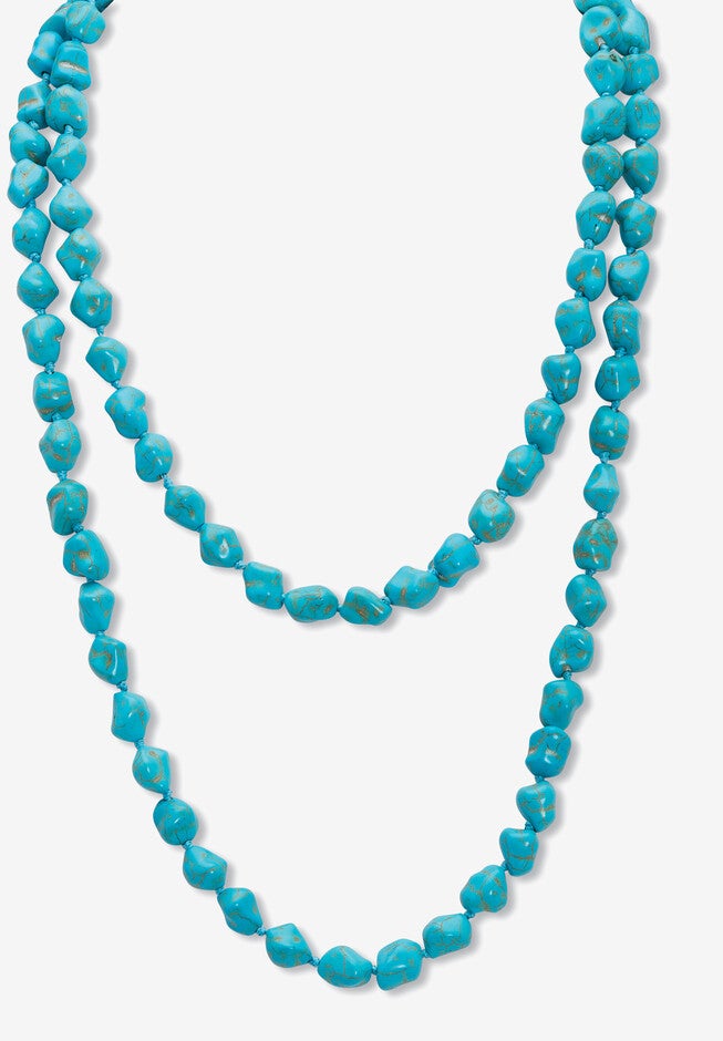 Genuine Turquoise Endless Necklace, 48 Inches, TURQUOISE, hi-res image number null
