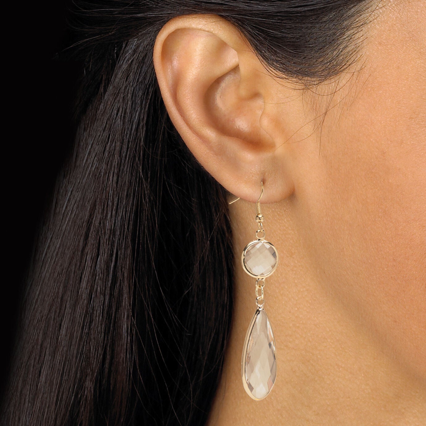 Crystal Goldtone Vintage-Inspired Necklace and Earring Set, WHITE, alternate image number 3