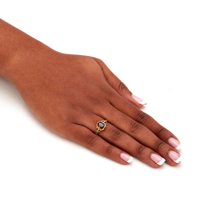 1.40 Cttw. Genuine Garnet Vintage Style Ring Gold-Plated, RED, alternate image number null