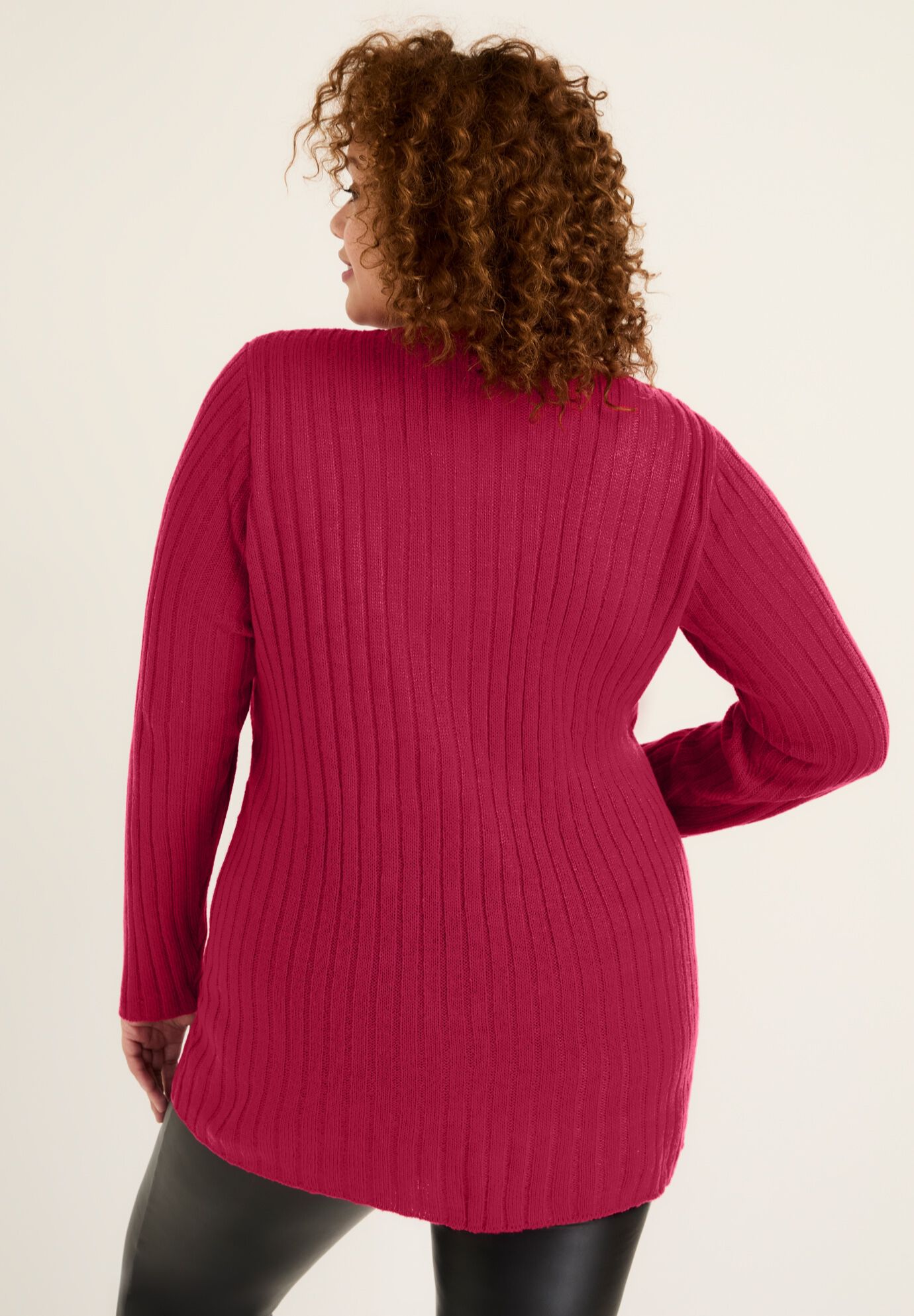 Crossover Sweater with Side Slits - Acrylic Pullover, Cherry | Ellos