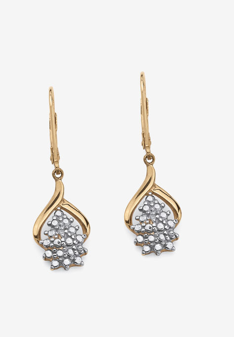 Gold & Sterling Silver Cluster Drop Earrings with Diamond Accent, GOLD, hi-res image number null