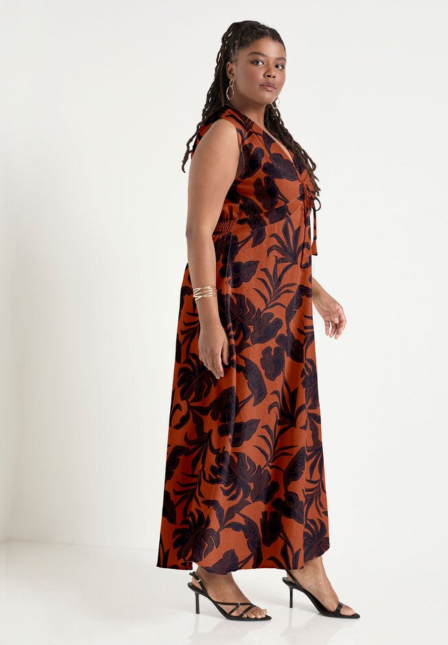 Empire Waist Midi Dress, STITCHED FLORAL PICANTE, alternate image number null