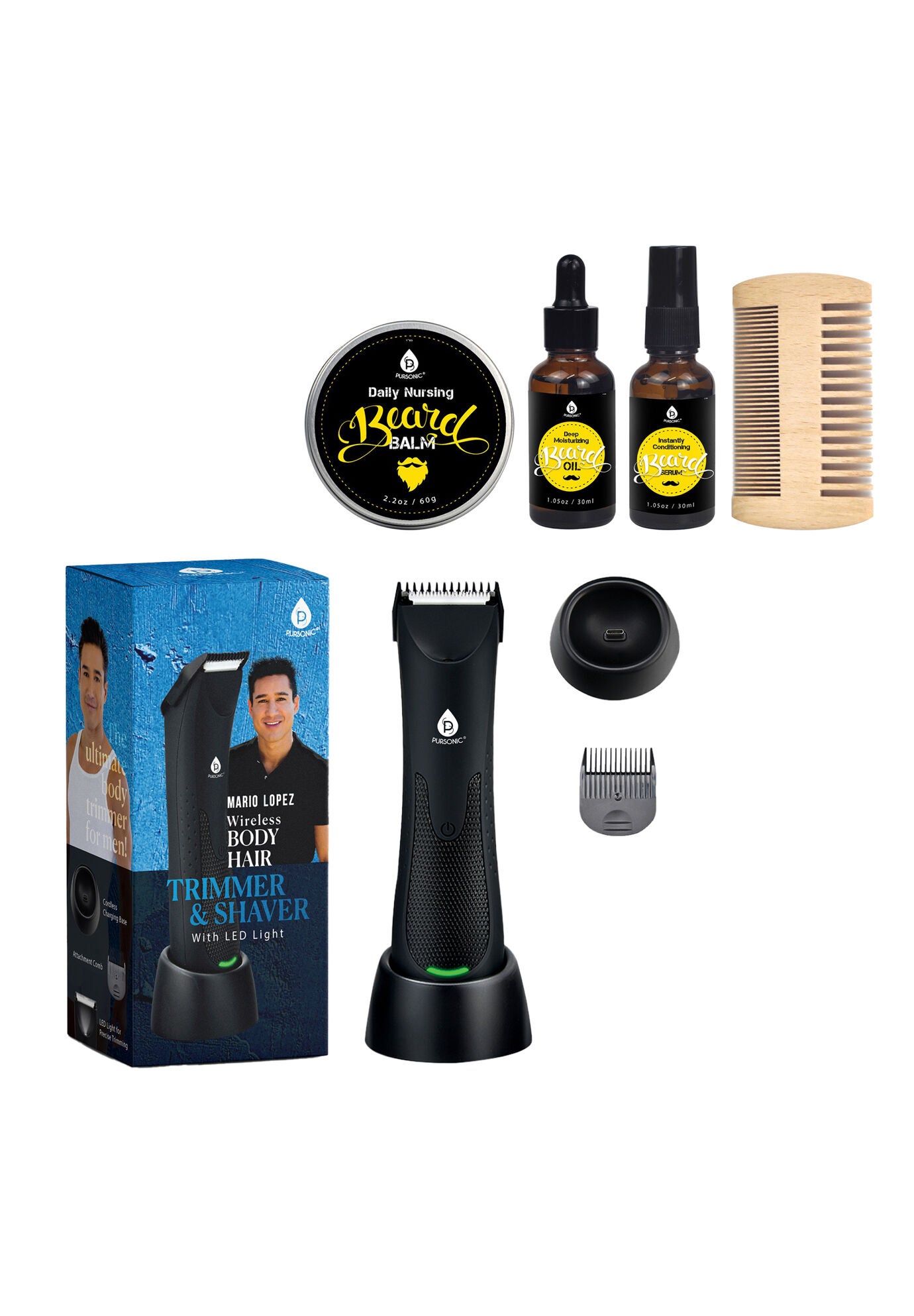 Mario Lopez Wireless Body Hair Trimmer & Shaver And Beard Care Grooming Kit Bundle, O, hi-res image number 0