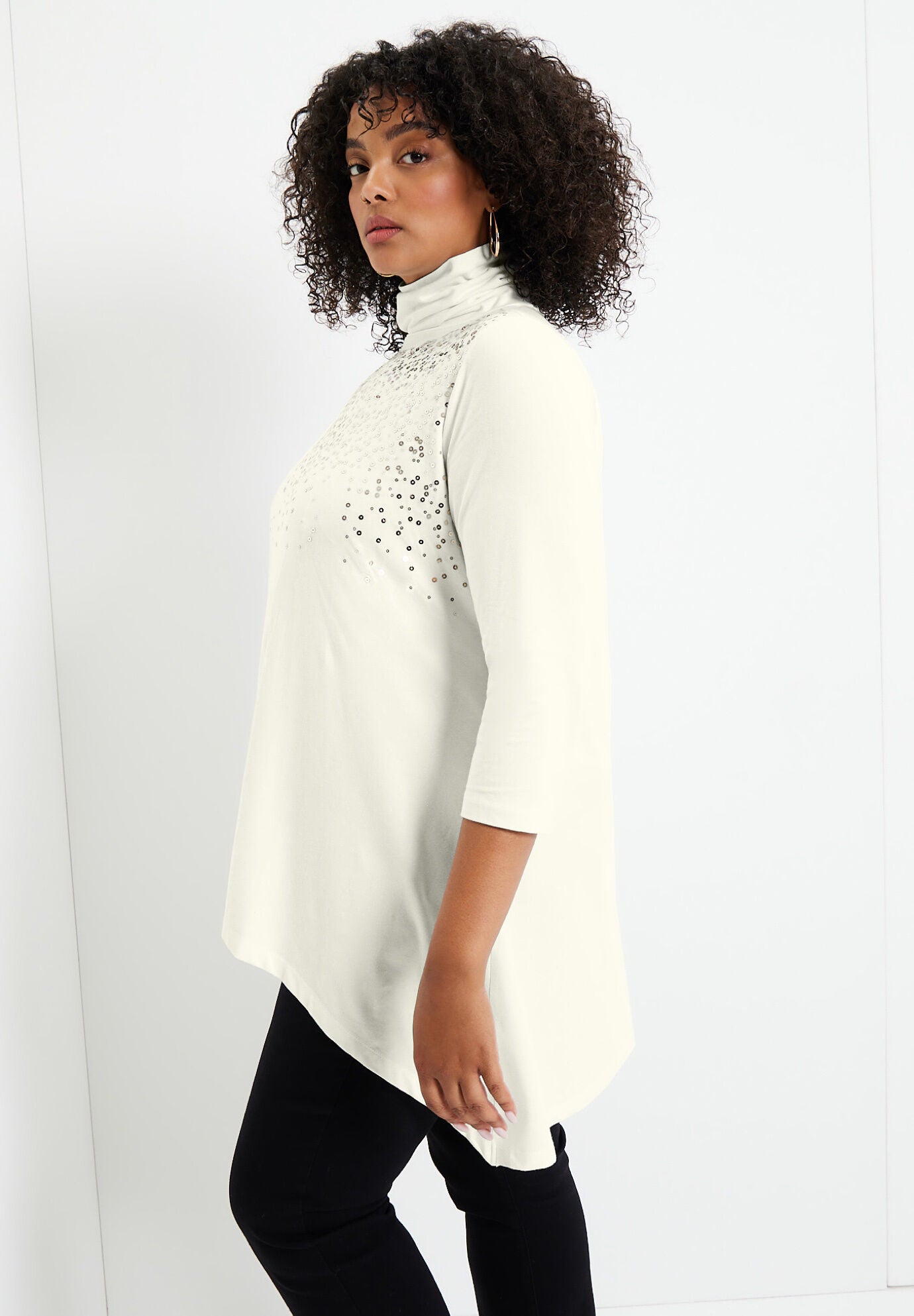 Sequin Mockneck Top, , alternate image number 2