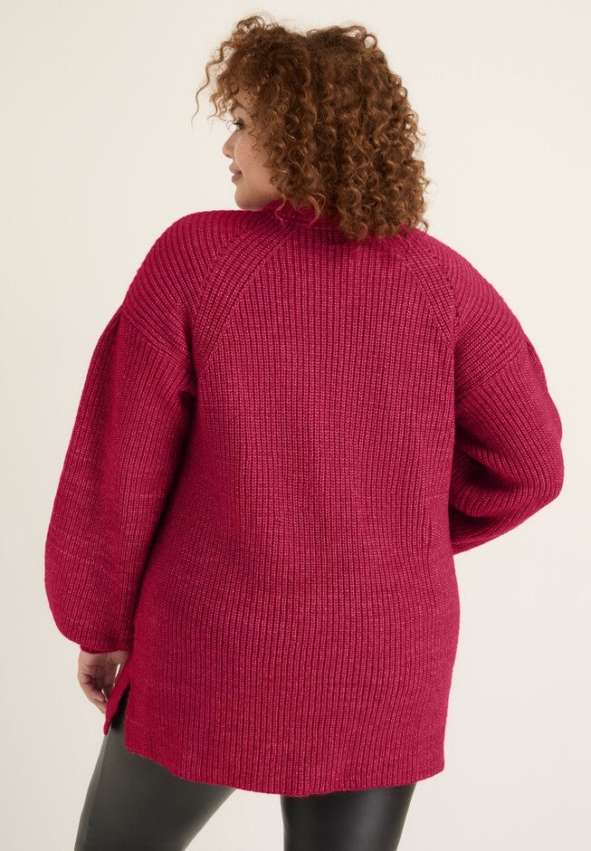 Puff-Sleeve Mockneck Sweater, , on-hover image number null