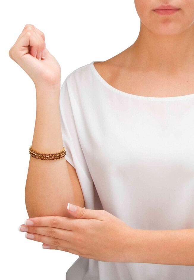 Gold & Silver Tennis Bracelet with Oval Garnet, , alternate image number 2