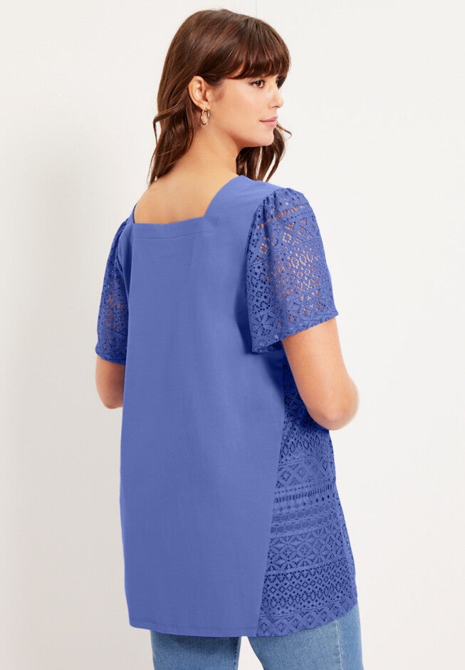 Short-Sleeve Lace Tunic, , on-hover image number null