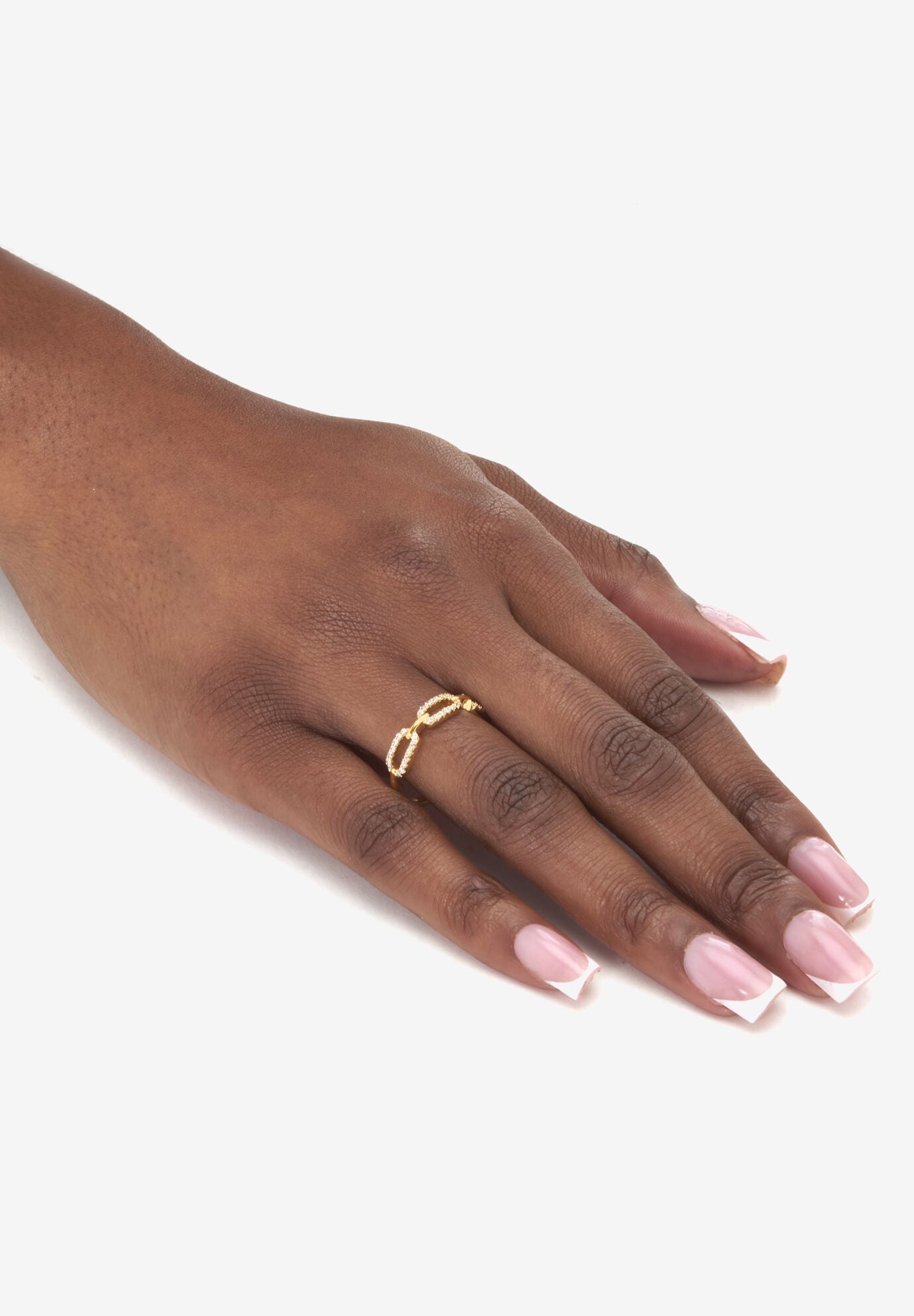 .21 Tcw Round Cubic Zirconia 18K Yellow Gold-Plated Link Ring Jewelry, , alternate image number 2