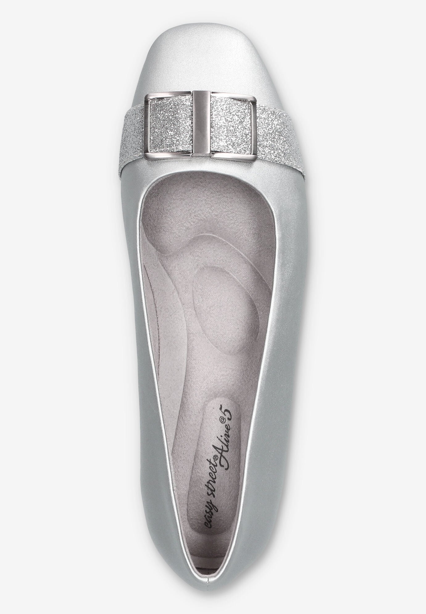 Keely Square Toe Flat, SILVER SATIN, alternate image number 6