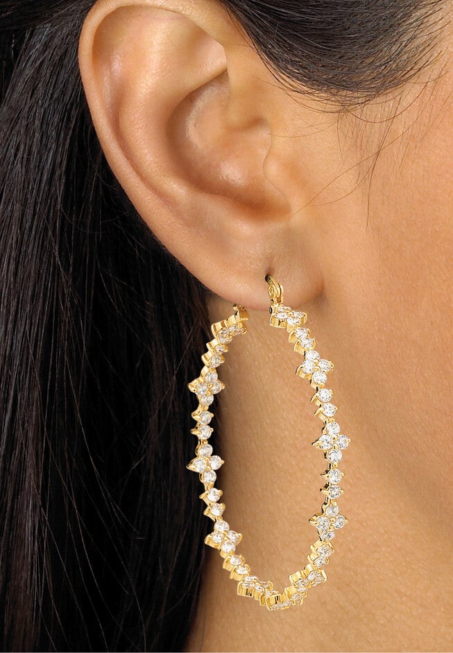 7.20 Tcw Round Cubic Zirconia Gold-Plated Garland Hoop Earrings, , alternate image number null
