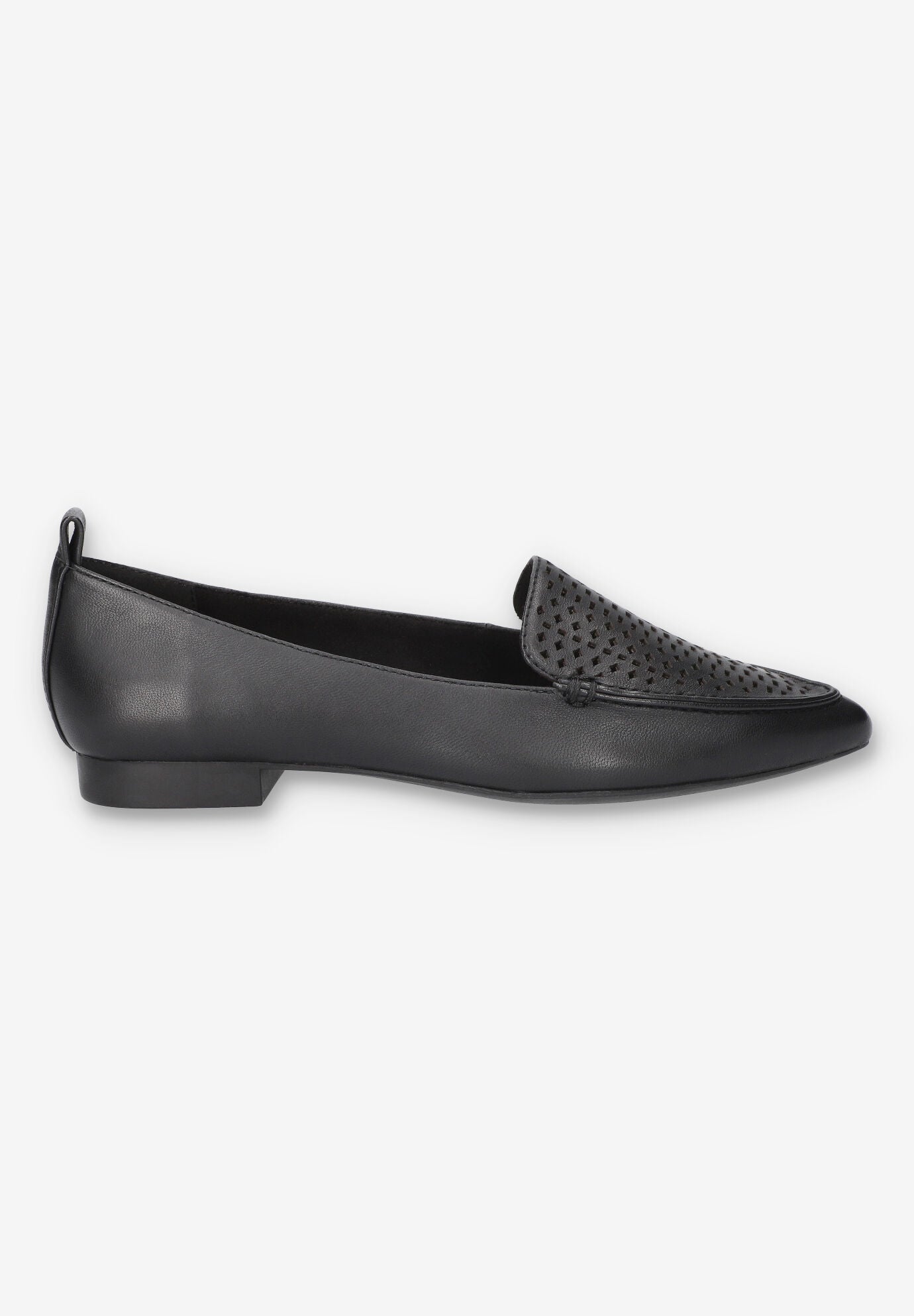 Alessi Perf Pointed Toe Flat, BLACK LEATHER, alternate image number 2