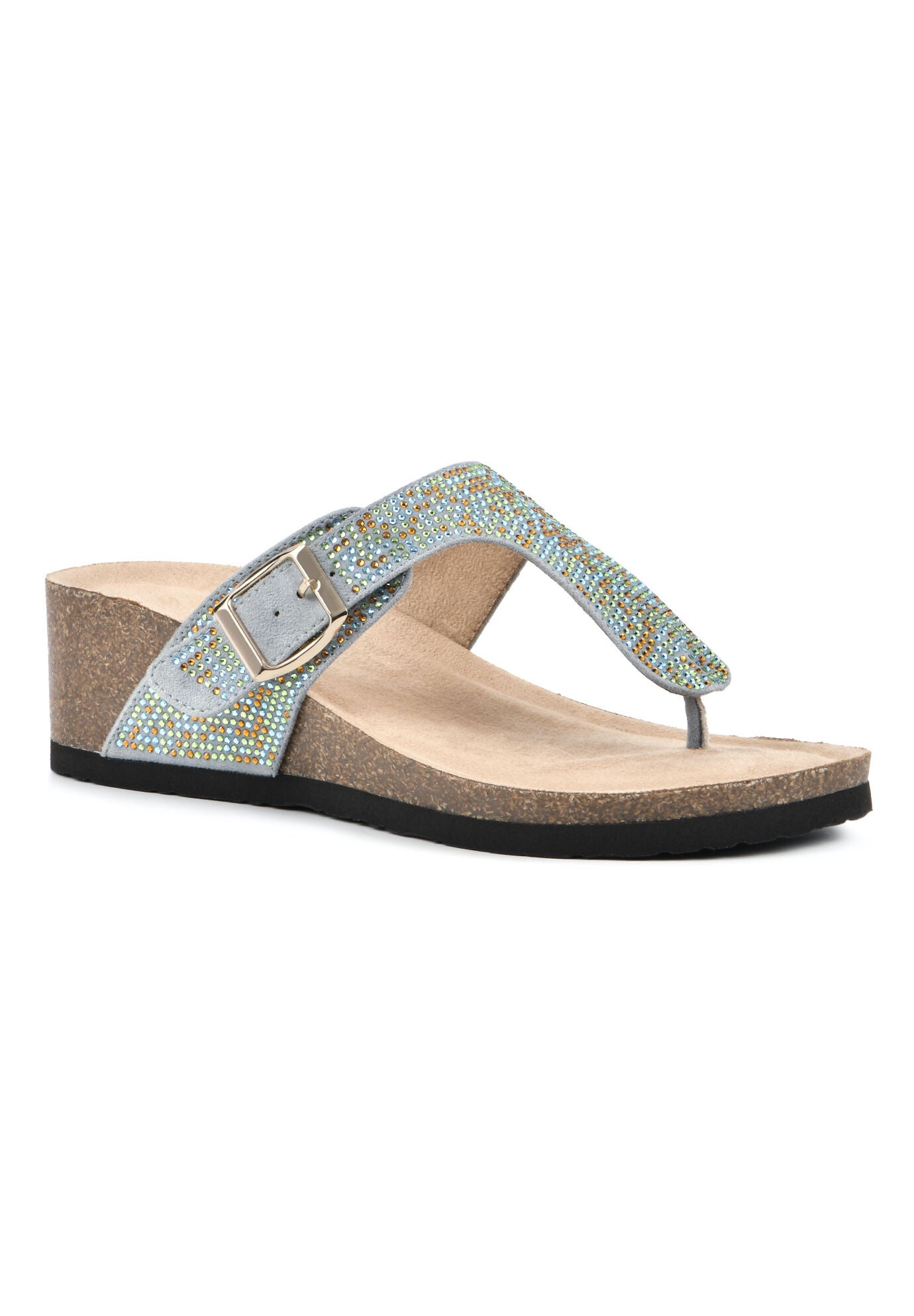White Mountain Active Cork Wedge Sandal, BLUE GREEN MULTI, hi-res image number 0