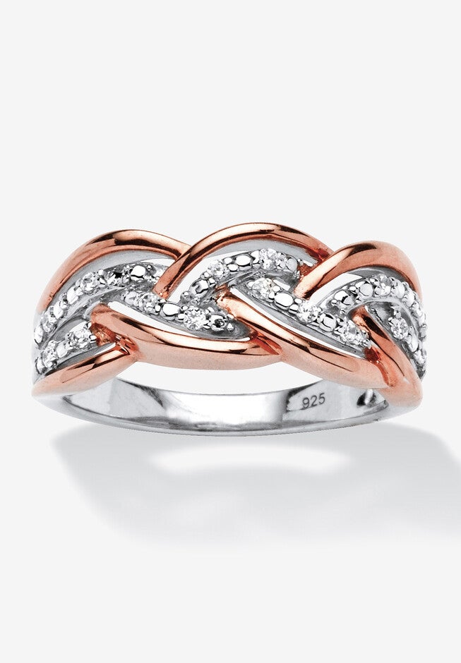 Platinum Over Sterling Silver And Rose Gold Diamond Ring (1/10 Cttw), DIAMOND, hi-res image number null