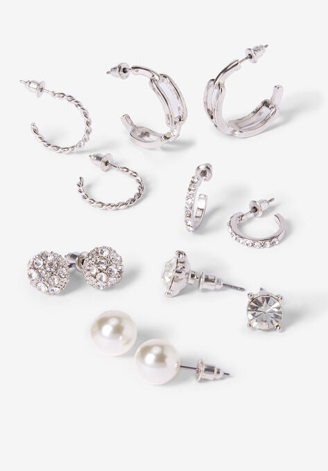 Stud & Hoop Set, SILVER, hi-res image number null