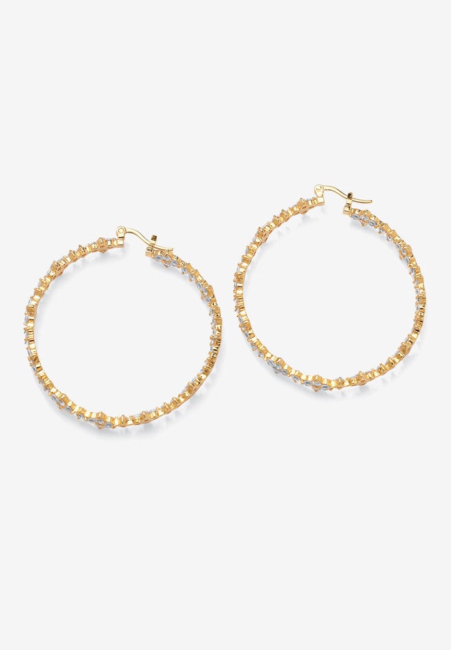 7.20 Tcw Round Cubic Zirconia Gold-Plated Garland Hoop Earrings, , on-hover image number null