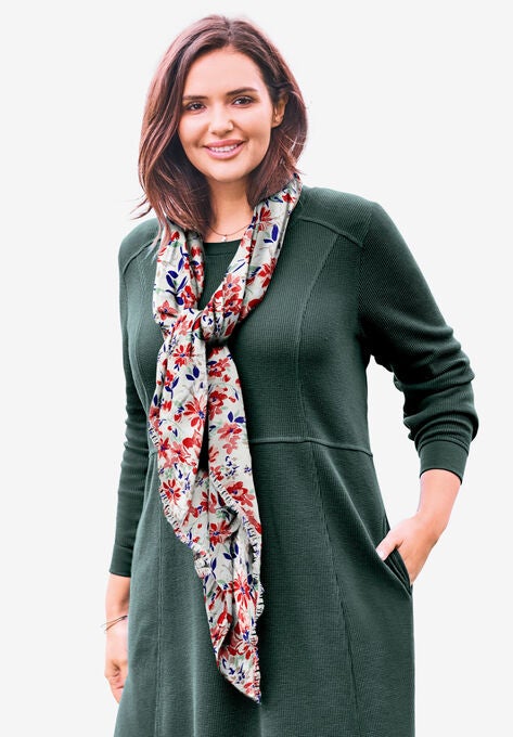 Lightweight Scarf, OATMEAL PAINTERLY BLOOM, hi-res image number null