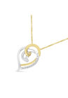 Yellow And White Gold Diamond Accent Open Double Heart Spiral Curl Pendant Necklace, , alternate image number null