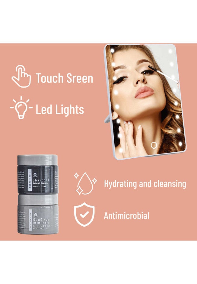 Touchscreen Led Vanity Mirror And Luxurious Gel & Mud Face Mask Set, , on-hover image number null