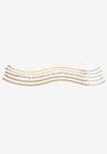 5 Piece Herringbone, Curb & Cable Link Ankle Bracelet Set Goldtone 9" Length Jewelry, GOLD, hi-res image number null