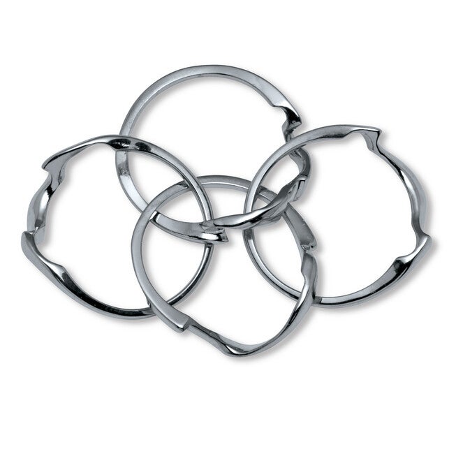 Platinum-plated Sterling Silver Interlocking Puzzle Ring, SILVER, alternate image number null