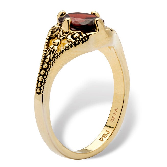 1.40 Cttw. Genuine Garnet Vintage Style Ring Gold-Plated, RED, on-hover image number null