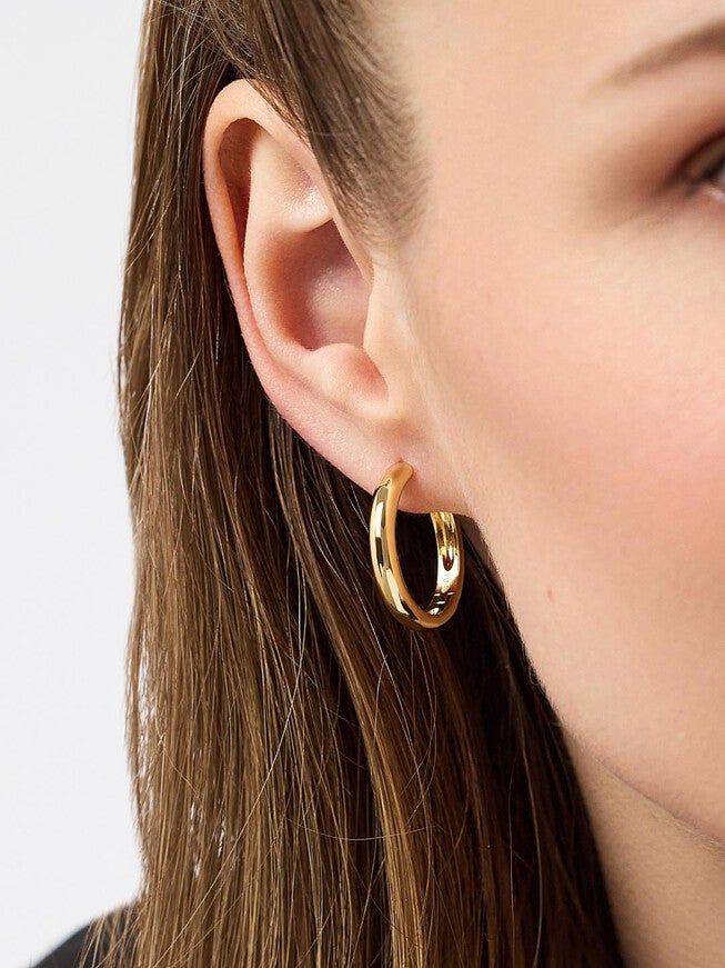 Giulia Large Gold Hoop Earrings, GOLD, alternate image number 1